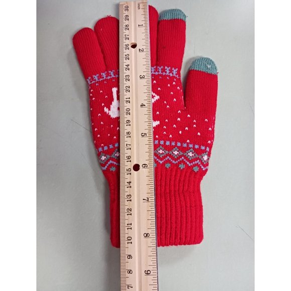 Xingfan Women's Winter Knit Gloves Knit Lining Elastic Cuff Texting Reindeer NEW - Picture 3 of 6